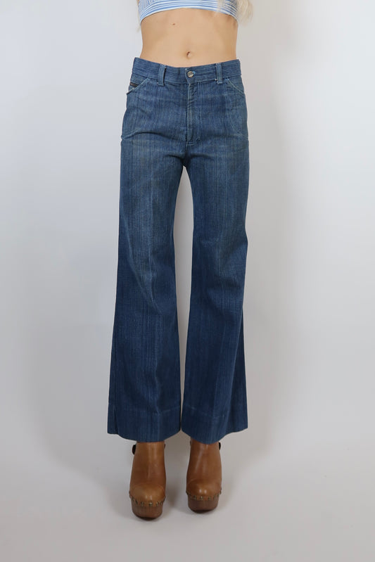 1970s needle stripe denim jeans