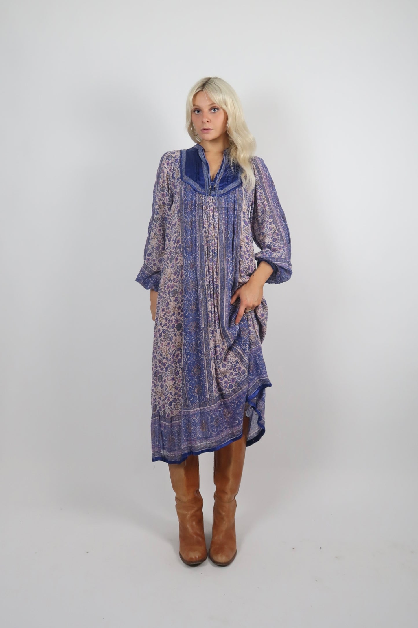 1970s INDIAN BLOCK PRINT MIDI DRESS