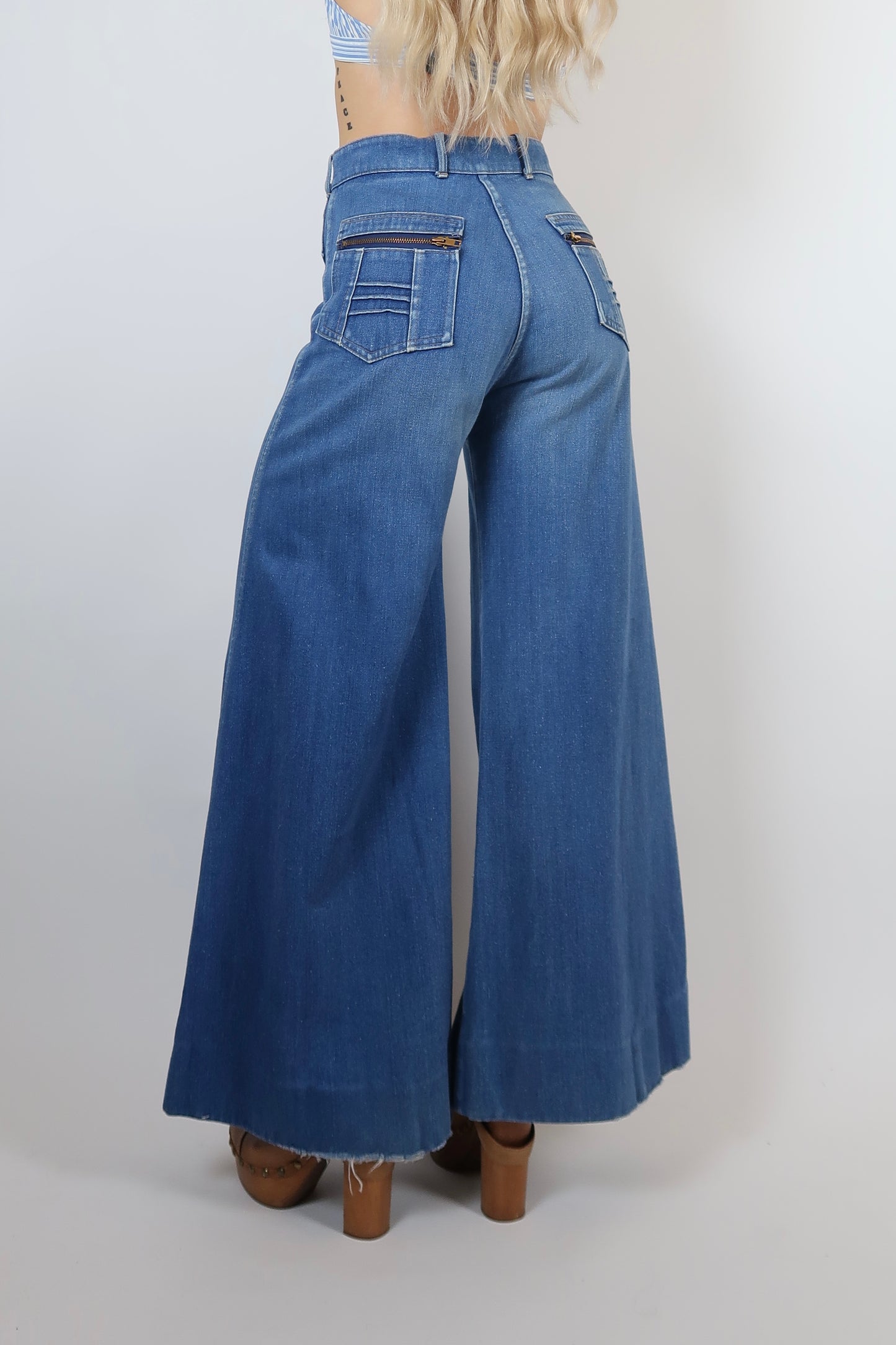 1970s huge bell flare jeans