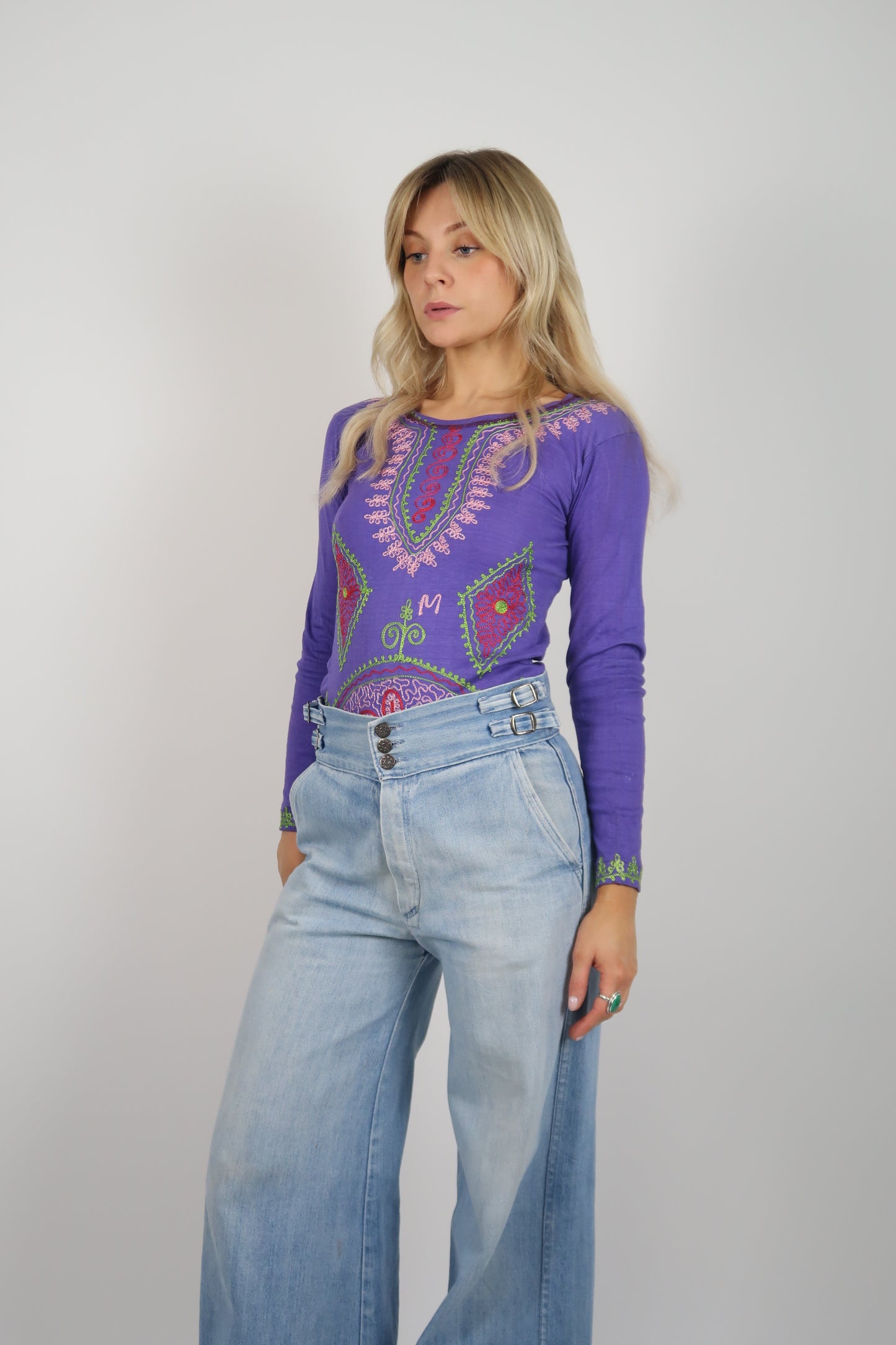 Early 1970s hippie embroidered top