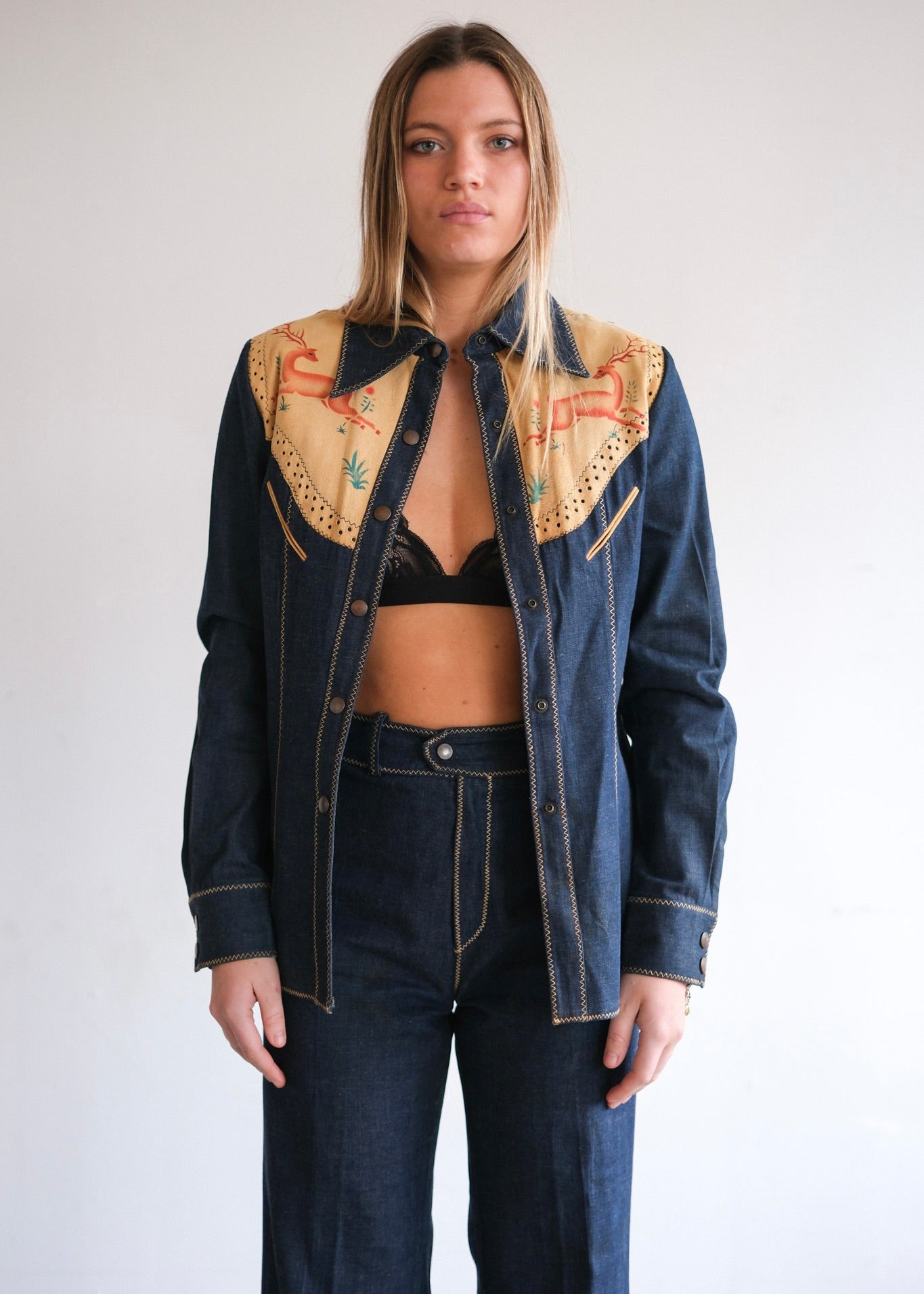 Denim suede suit