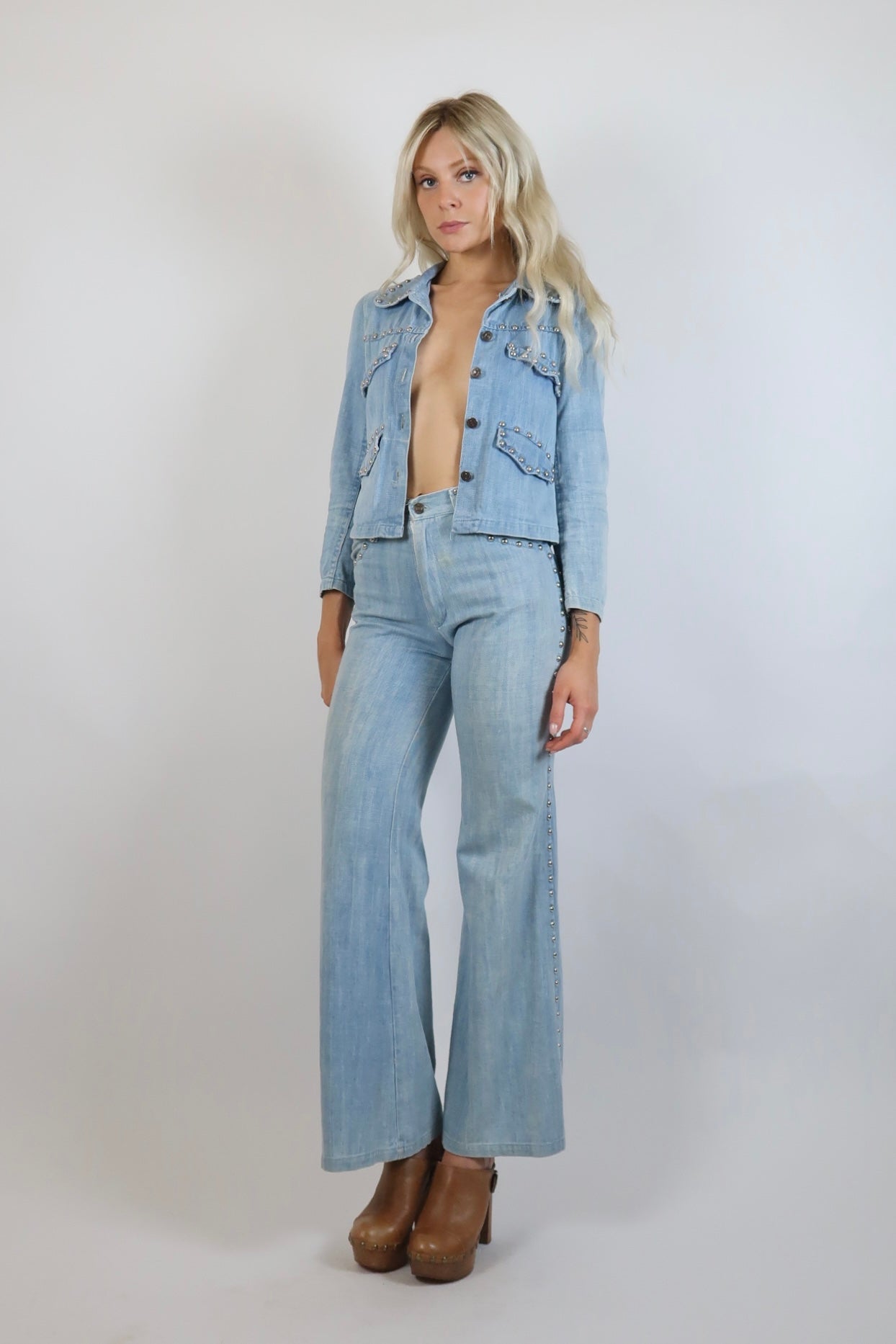 1970s rare denim studded suit