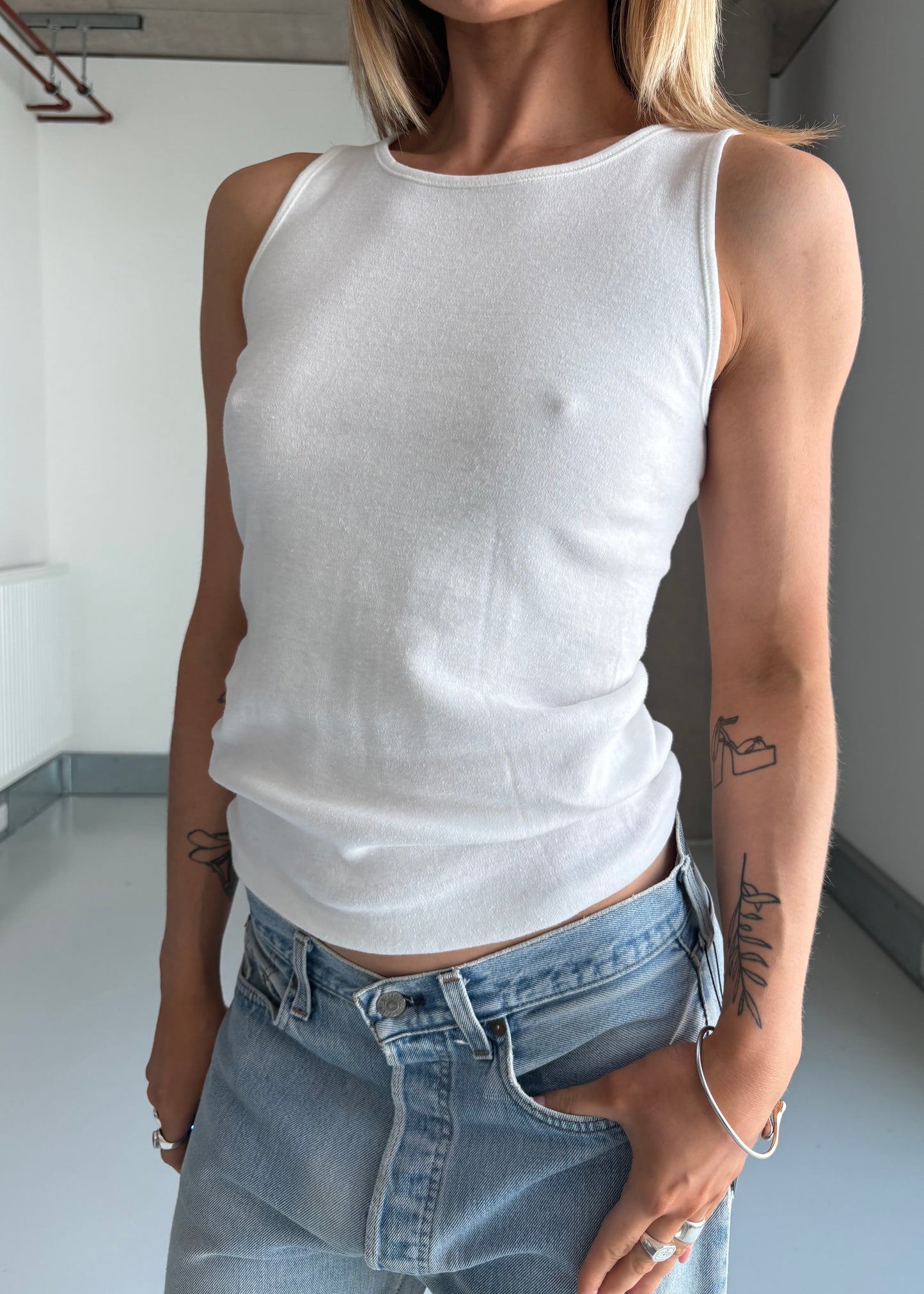 60S COTTON HIGH NECK VEST