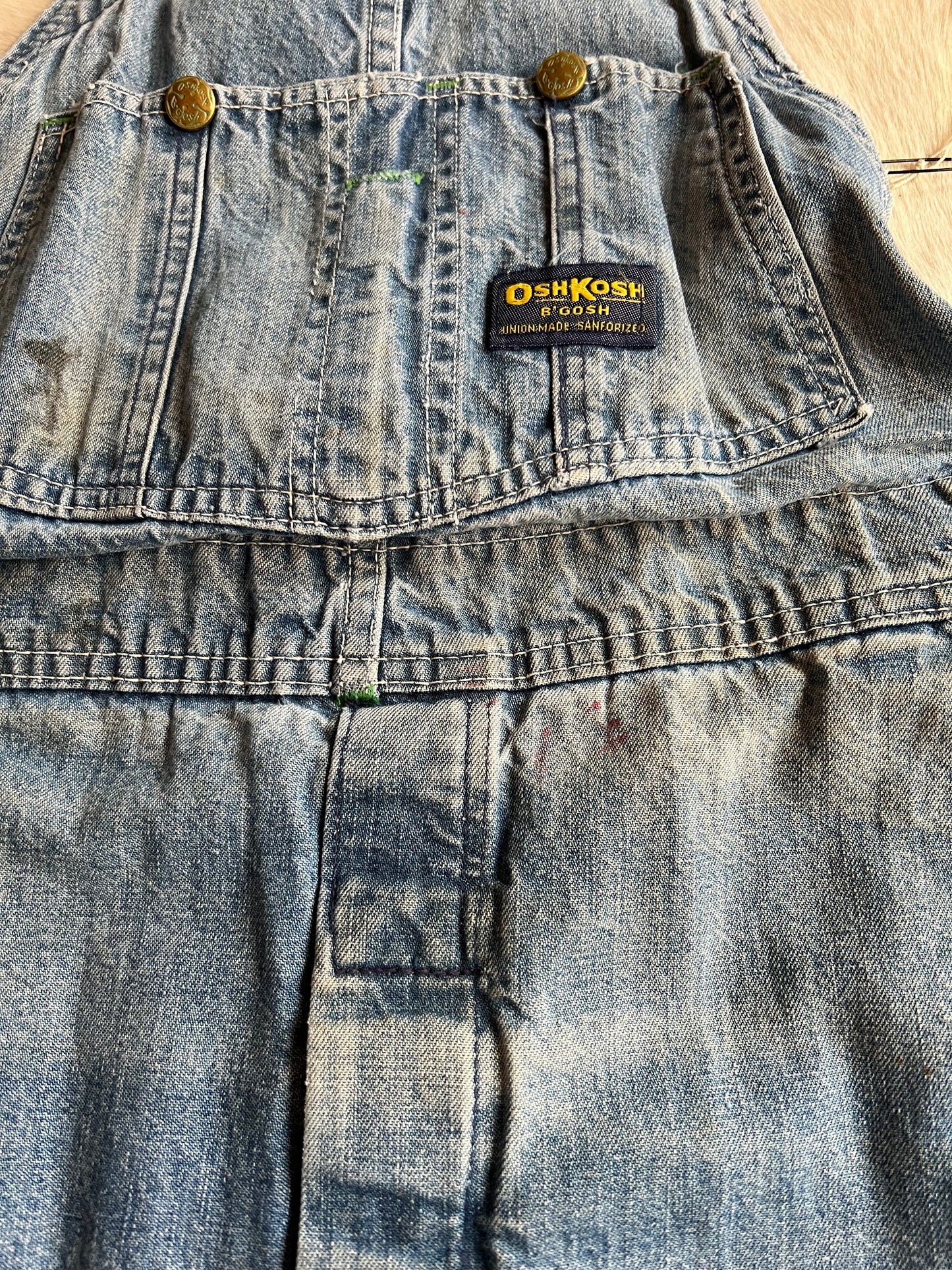 1980s Oshkosh worn in overalls