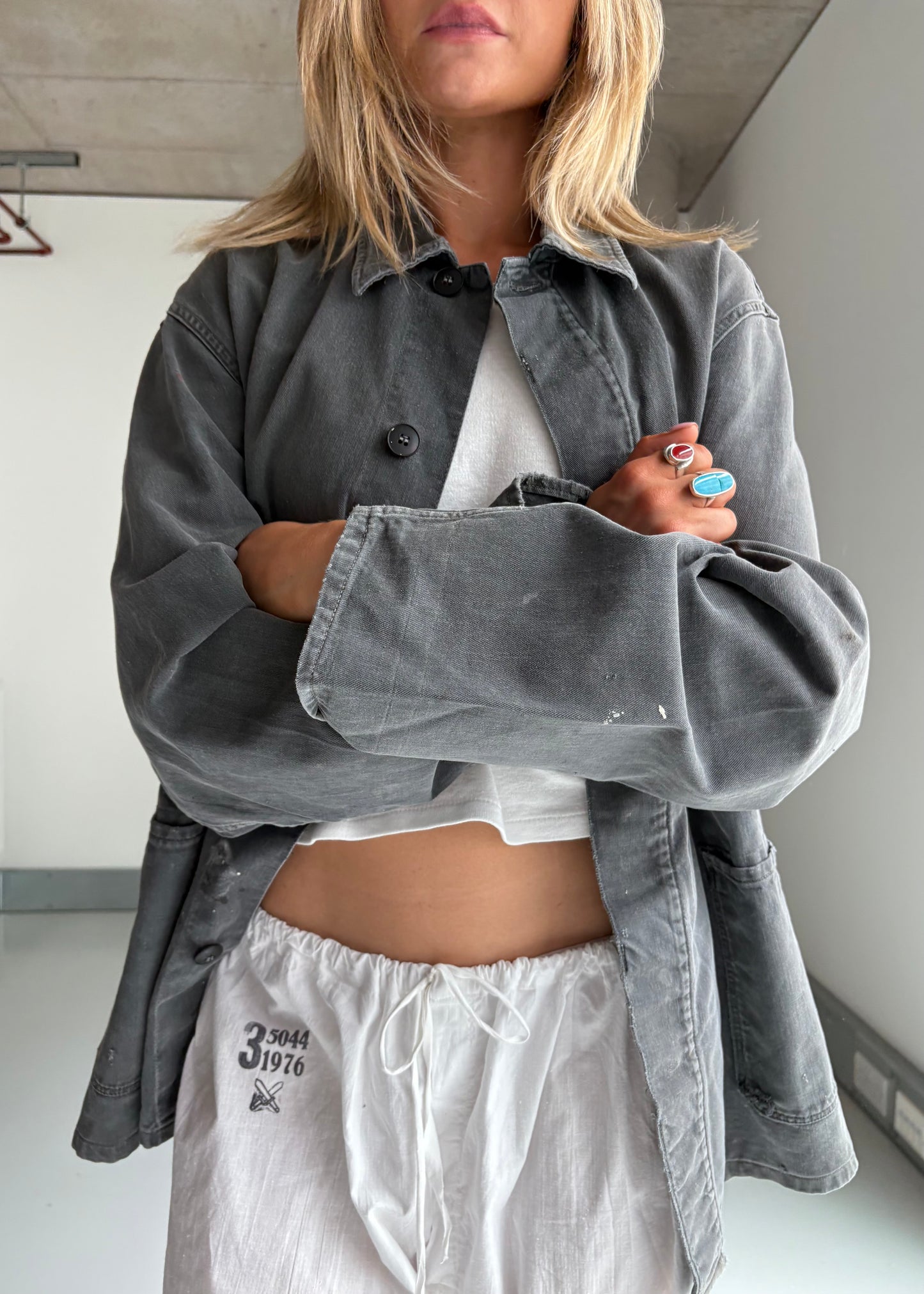 Washed black chore jacket