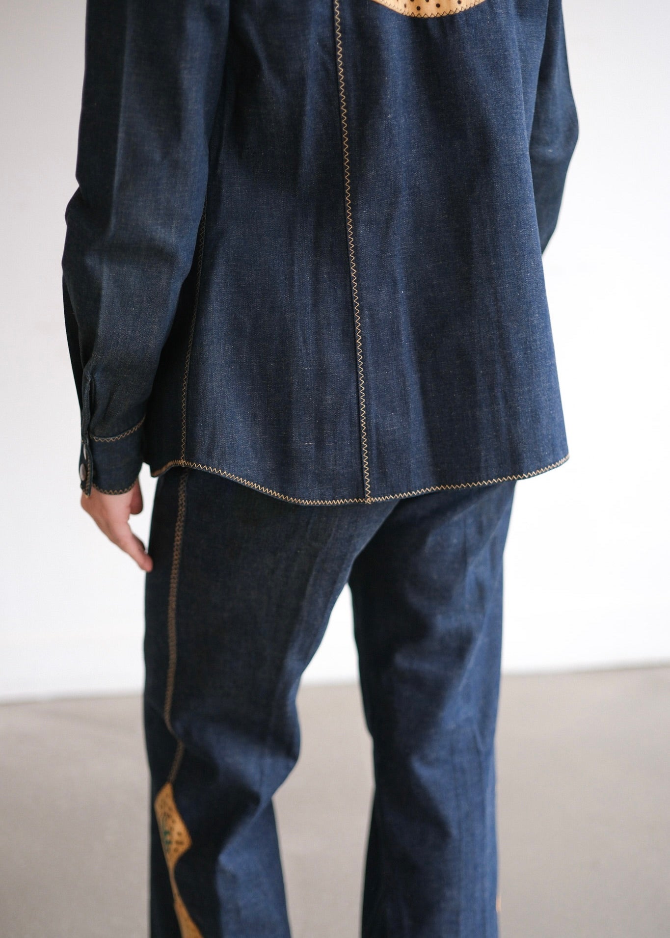 Denim suede suit