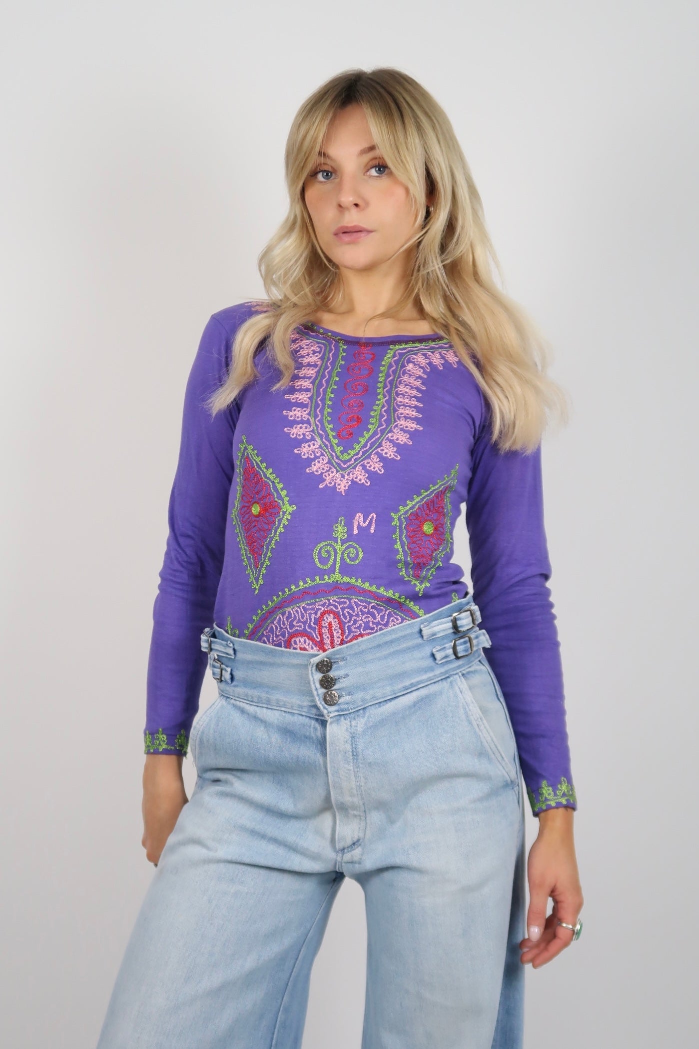 Early 1970s hippie embroidered top