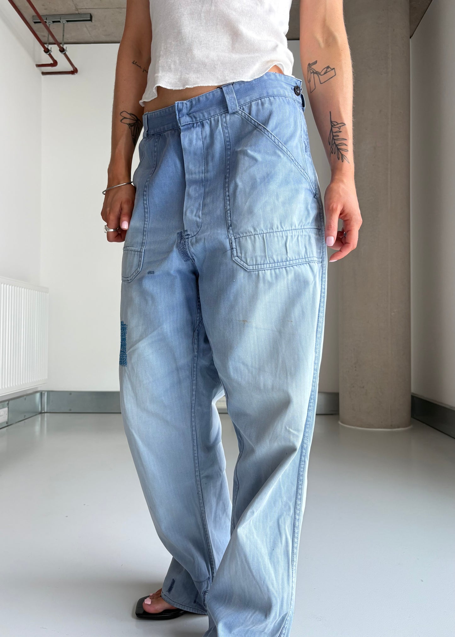 FADED BLUE WORK WEAR PANTS