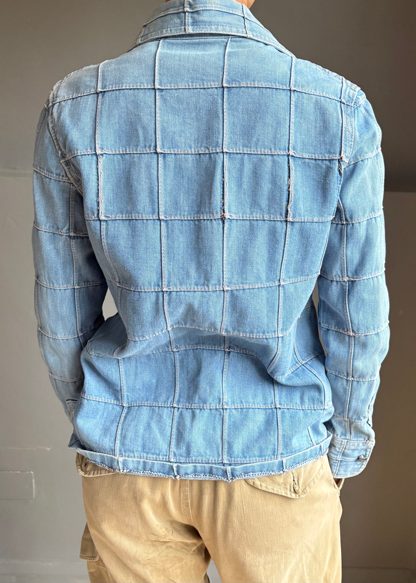 1970s windowpane denim shirt