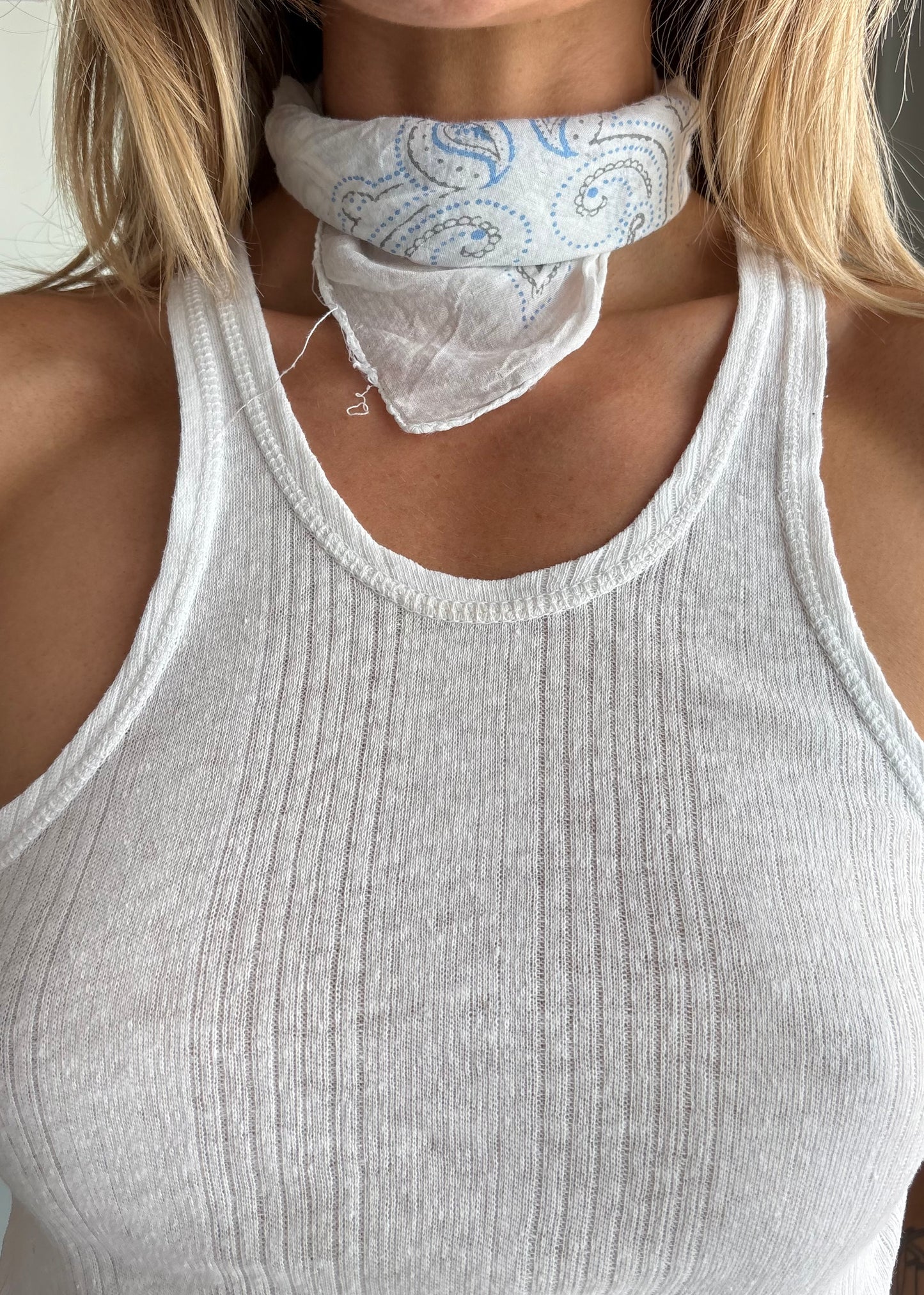 COTTON BANDANA WASHED BLUE AND WHITE