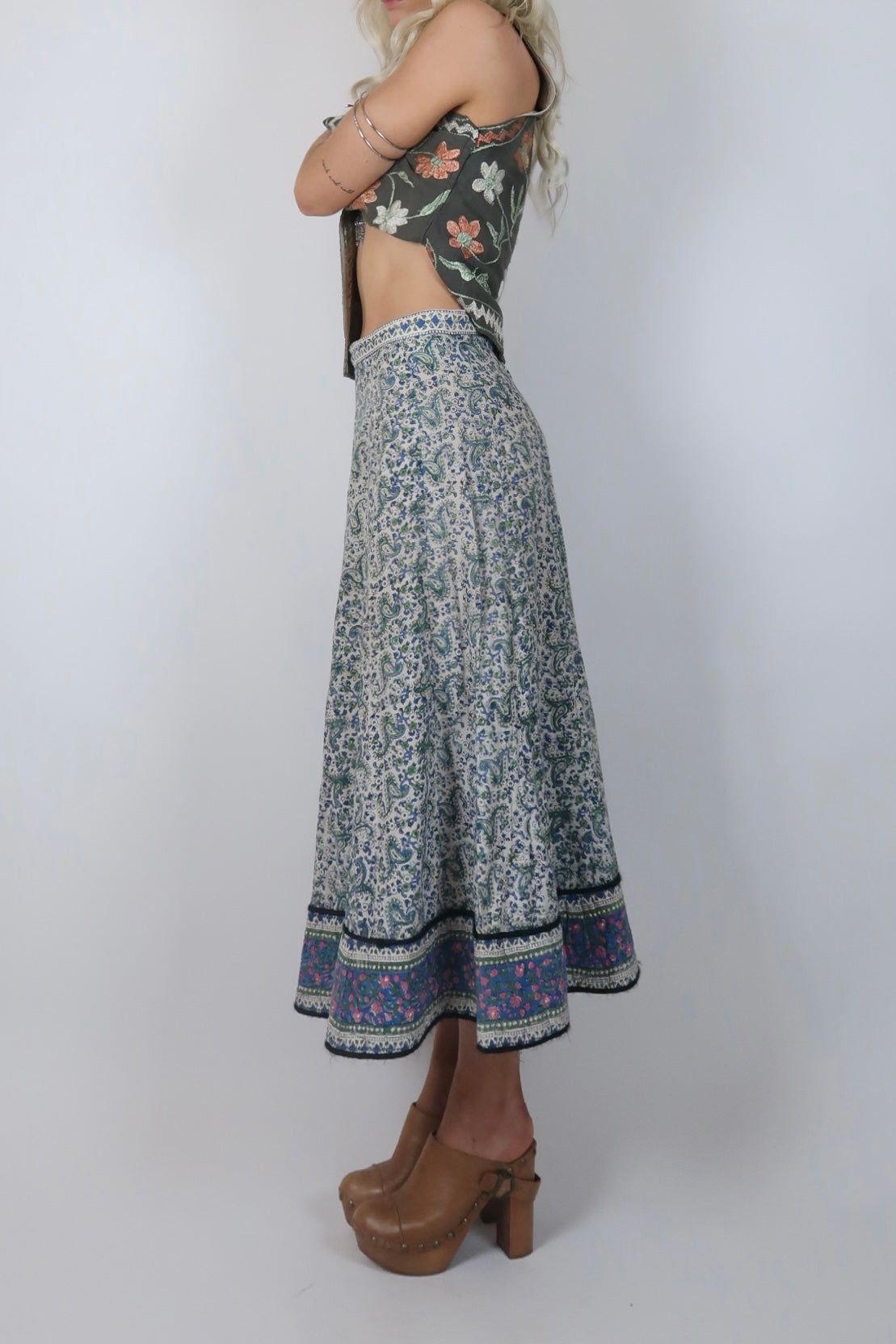 1970s Phool cotton midi skirt