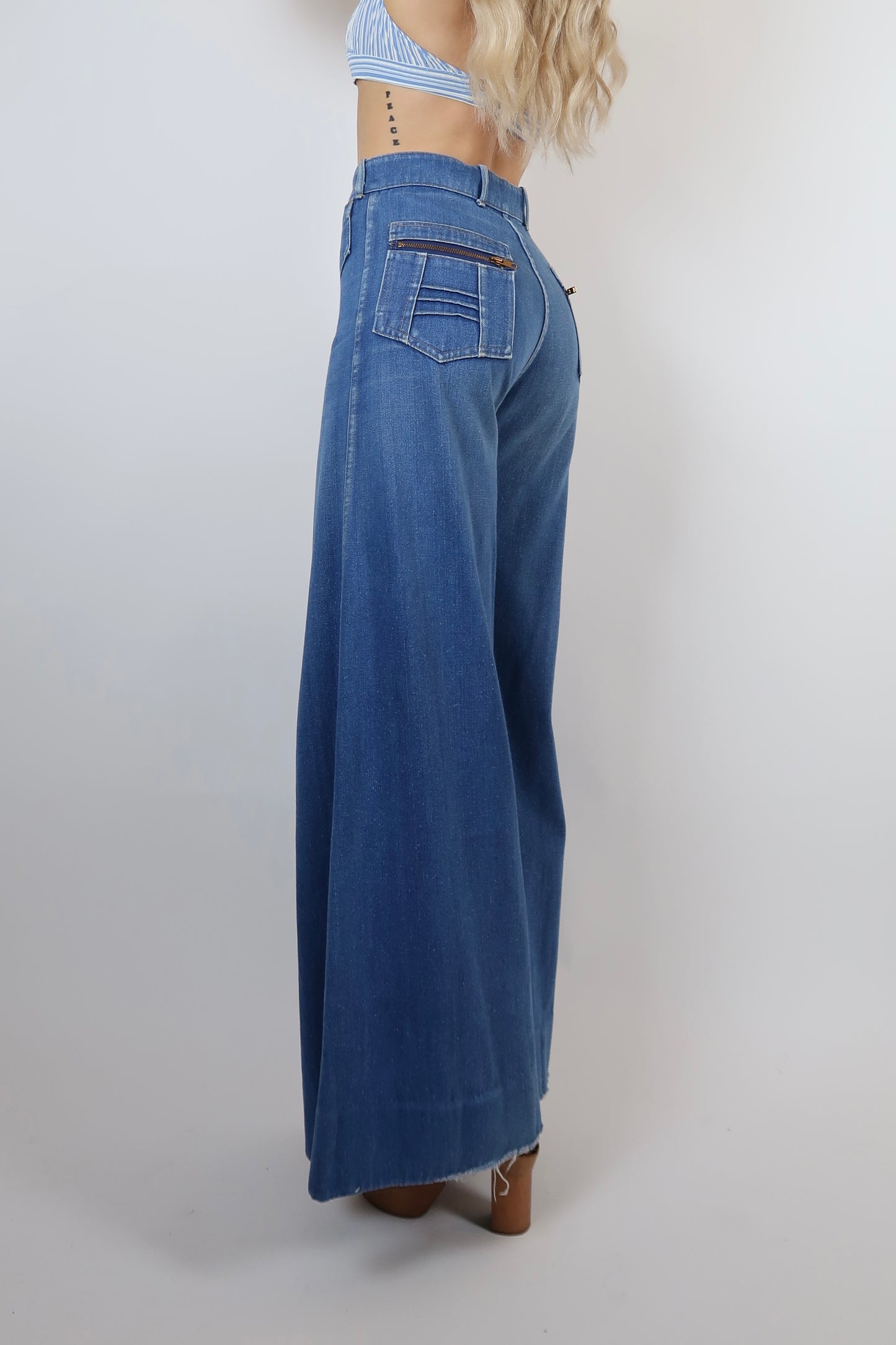 1970s huge bell flare jeans