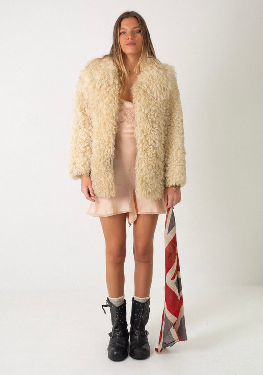 70S CREAM MONGOLIAN COAT