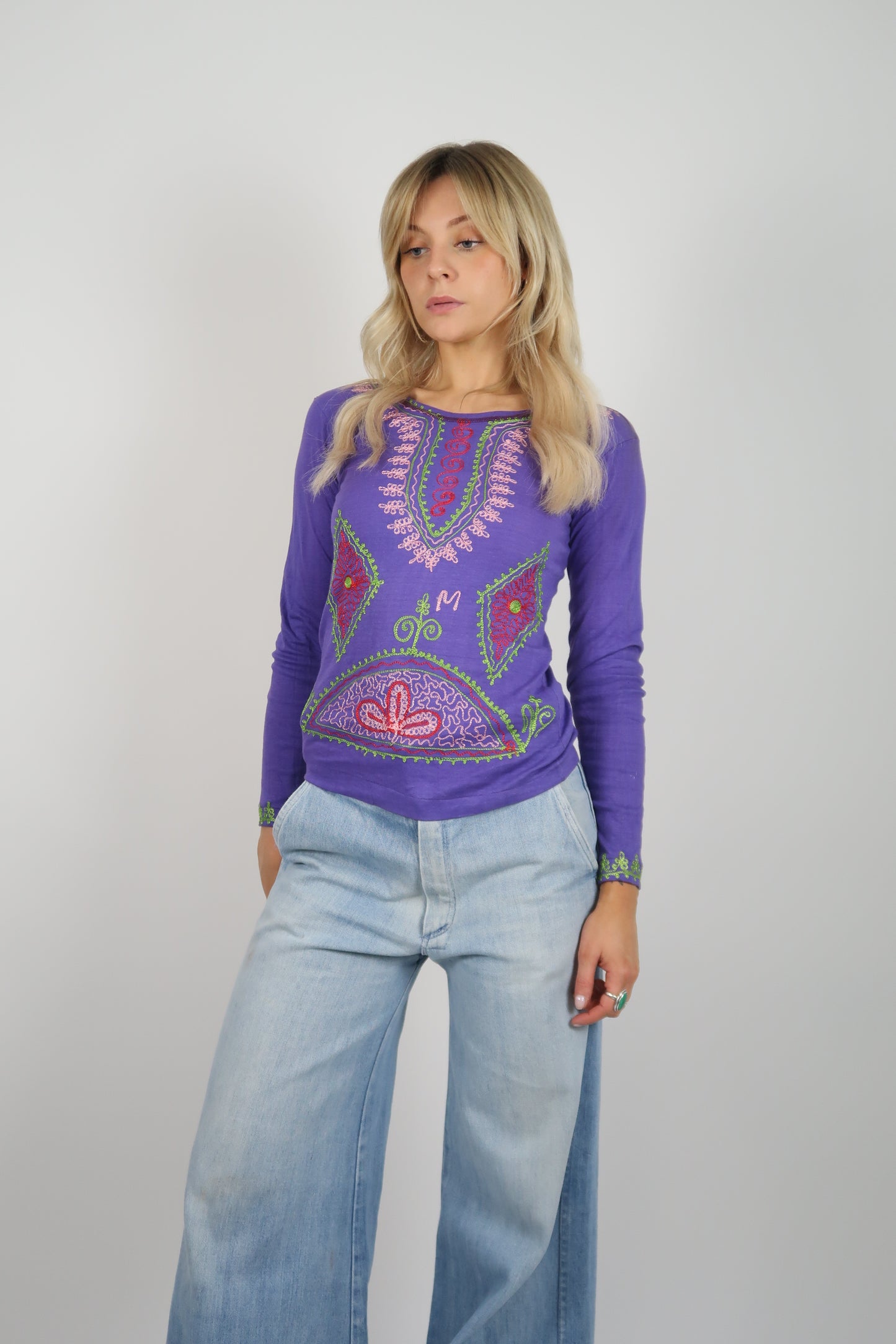 Early 1970s hippie embroidered top