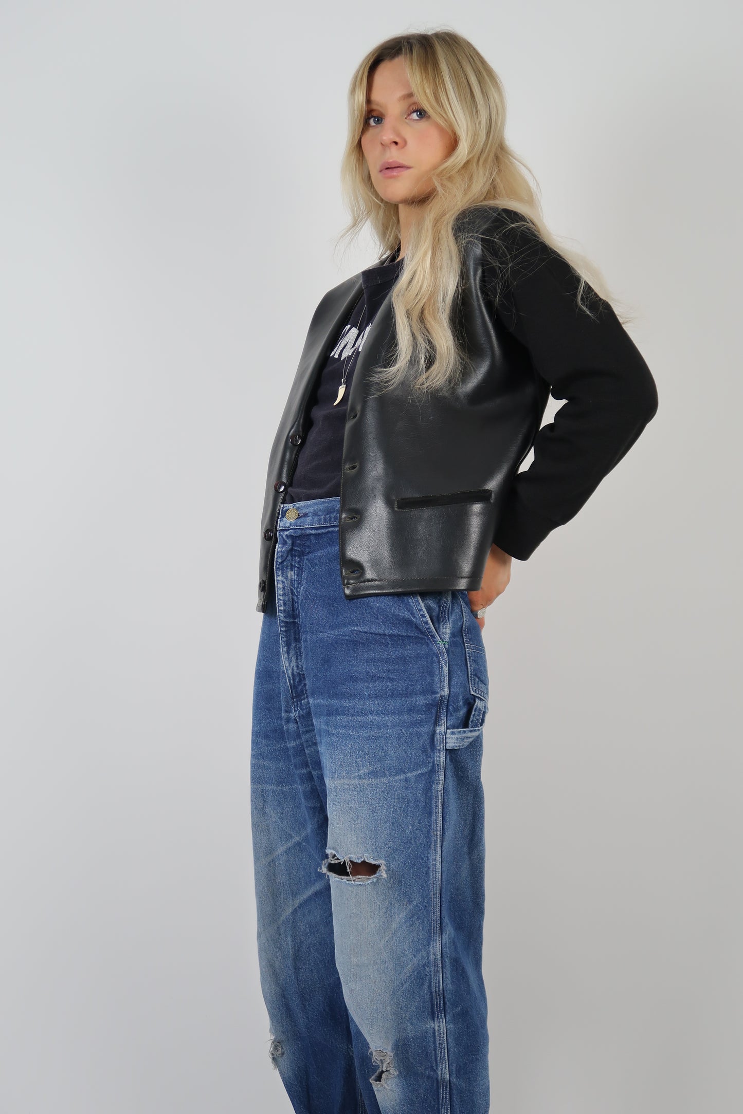 1950s pleather sweatshirt