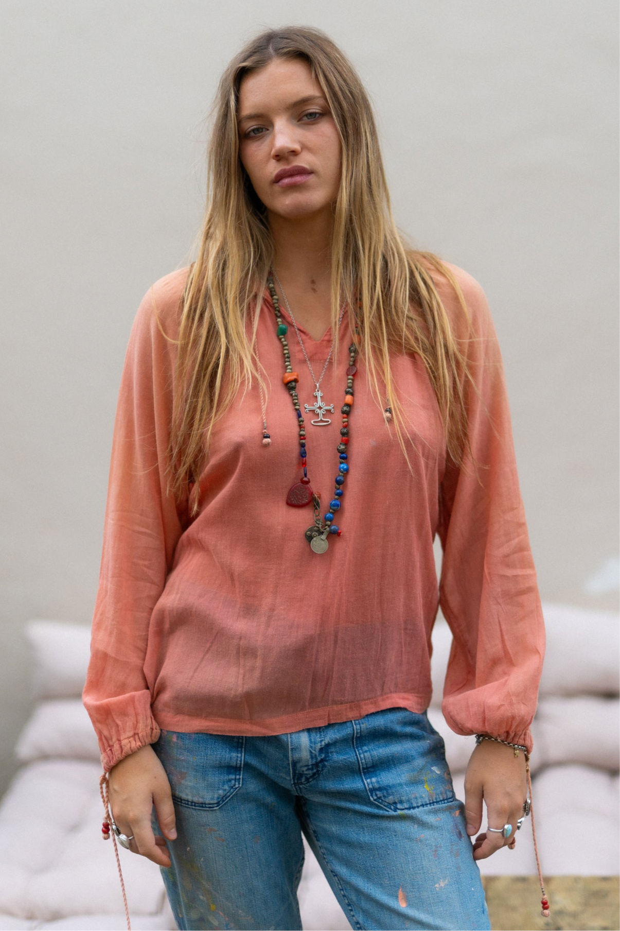 FADED COTTON BLOUSE