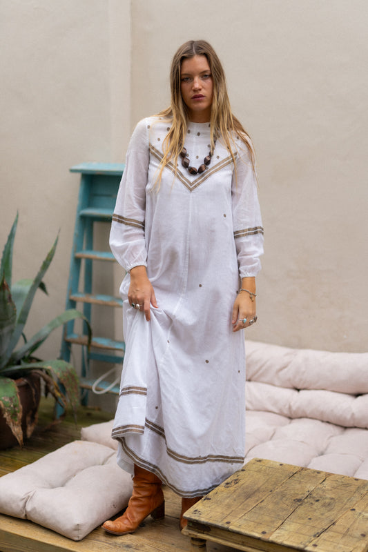 Tracey Lowe white AND GOLD MAXI